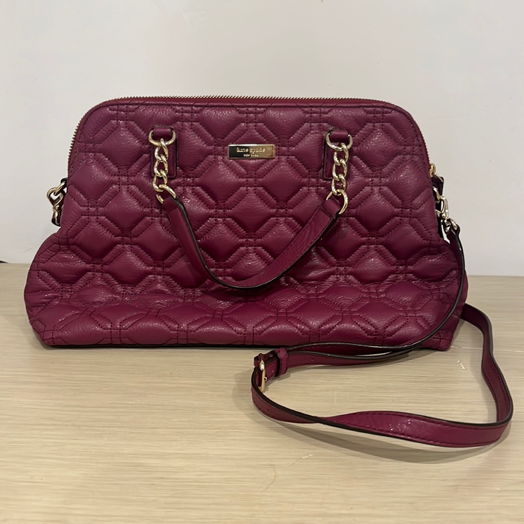 Kate Spade Quilted Crossbody Bag In Burgundy